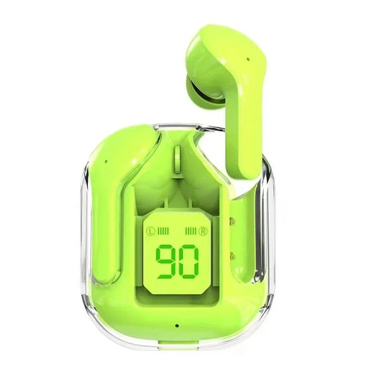Wireless Earbuds Bluetooth Headset Transparent Headphones LED Digital Display HiFi Stereo Sound Earphones for All Smartphones
