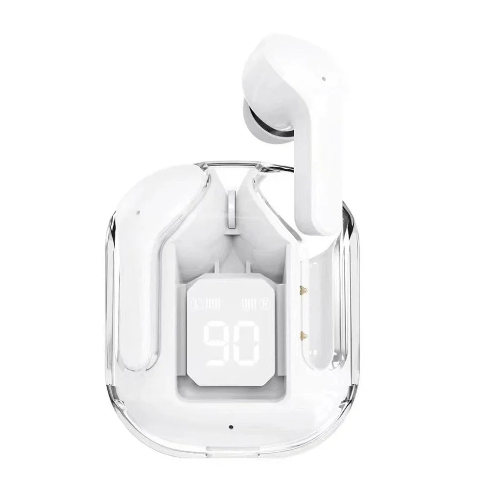 Wireless Earbuds Bluetooth Headset Transparent Headphones LED Digital Display HiFi Stereo Sound Earphones for All Smartphones