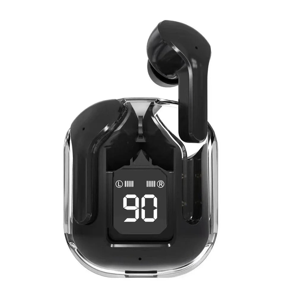 Wireless Earbuds Bluetooth Headset Transparent Headphones LED Digital Display HiFi Stereo Sound Earphones for All Smartphones